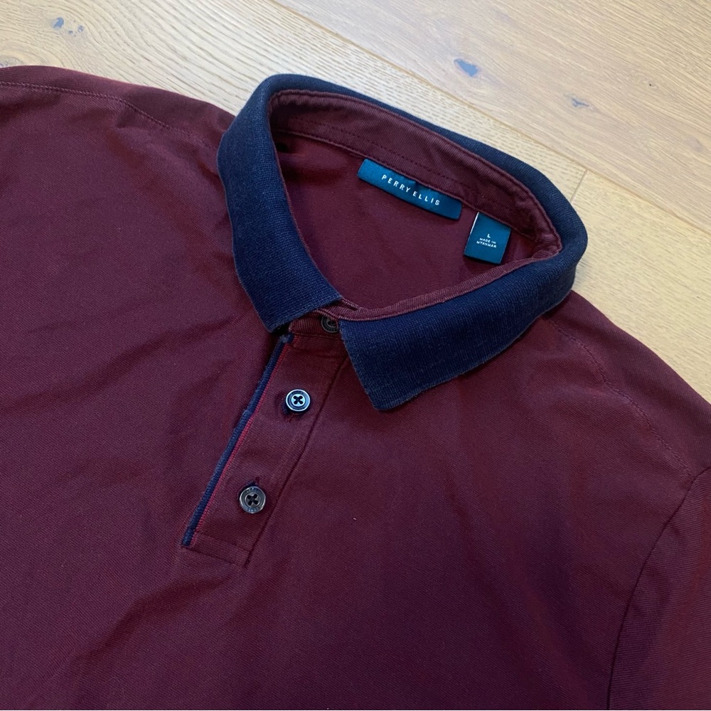 Perry Ellis Red and Blue Polo Shirt
